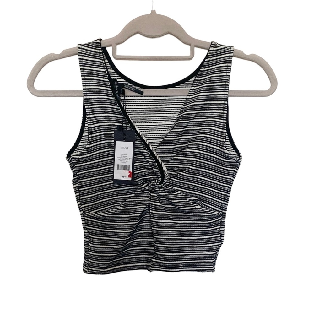 NWT Twist Striped Black & White Tank Top